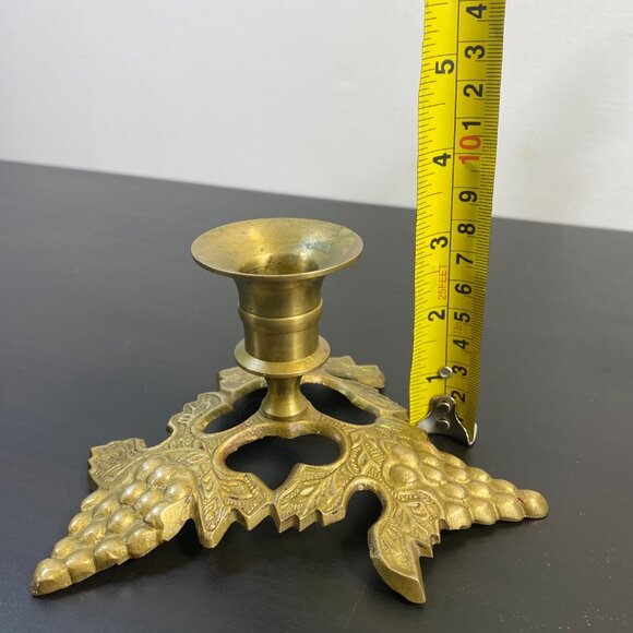 Vintage Brass Ornate Candlestick, Golden Decorative Candle Holder, Dining Rustic - Picture 6 of 10